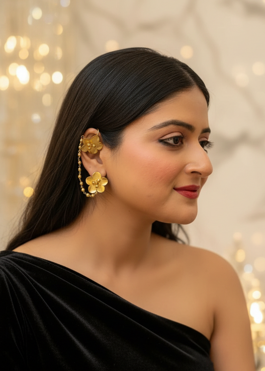 Bangaliana Chained Brass Earcuff Earrings