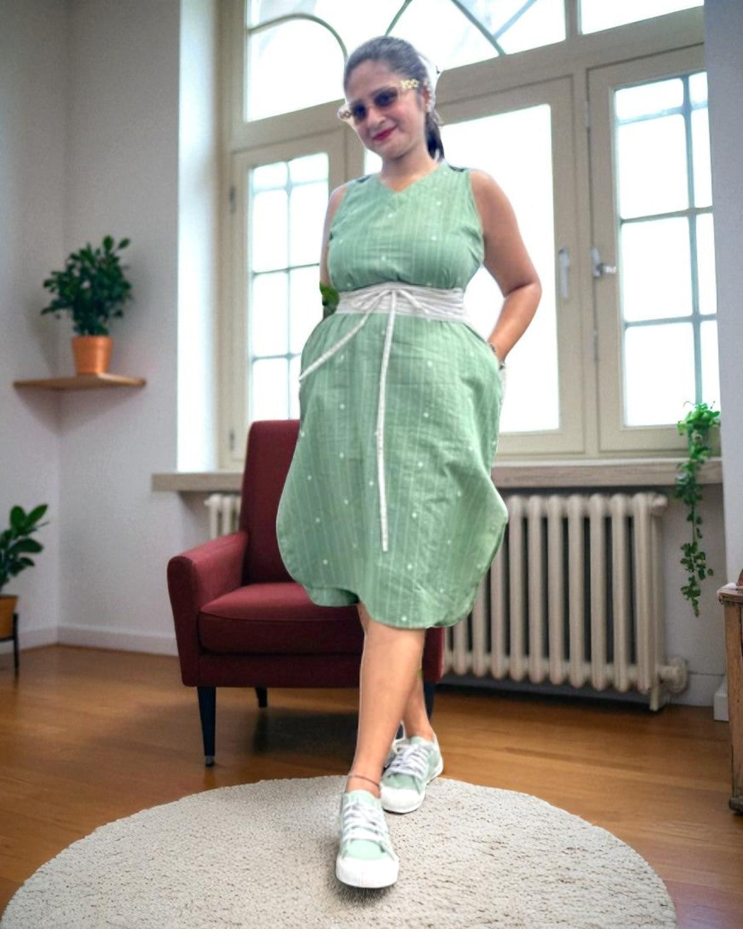 Akira Cotton Shift Dress with Obi Belt