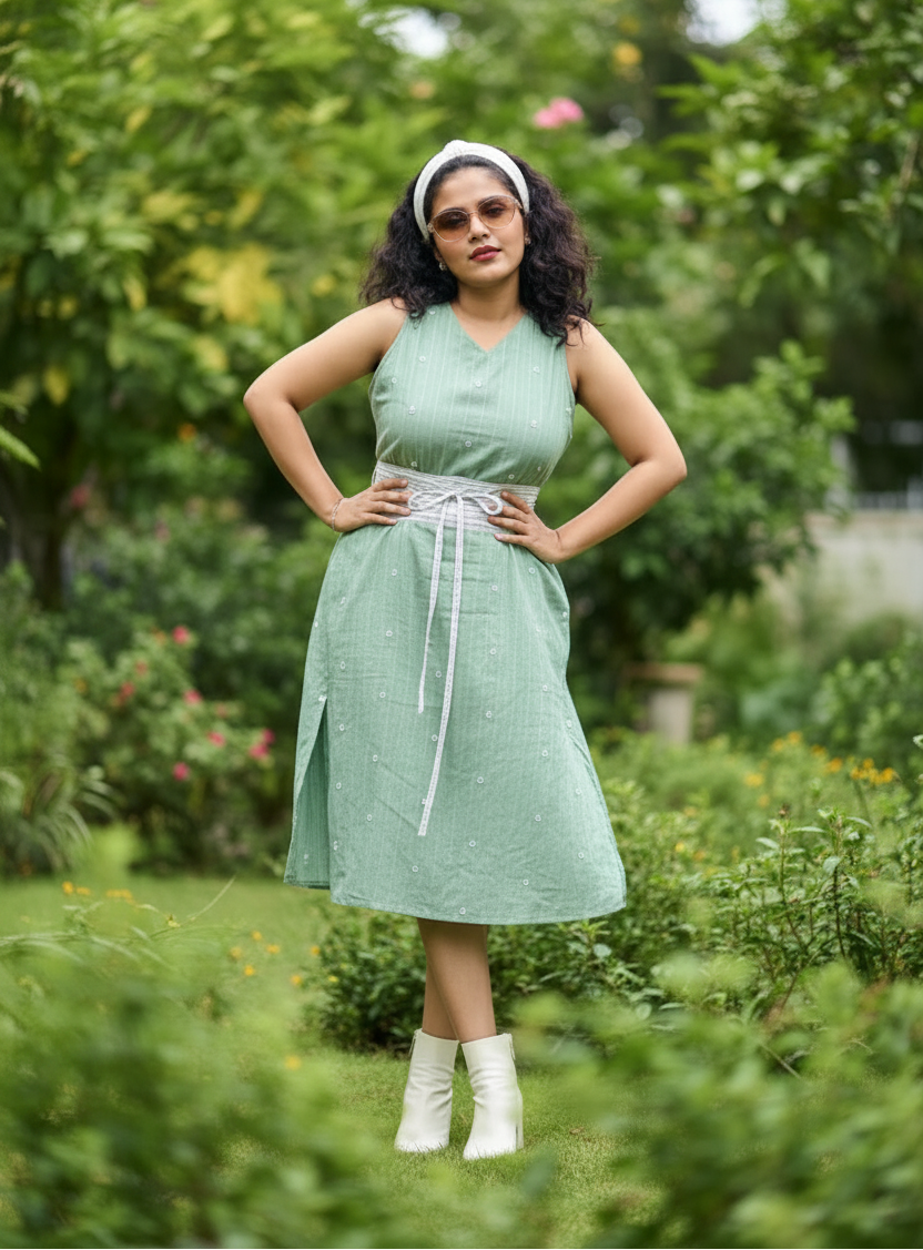 Akira Cotton Shift Dress with Obi Belt