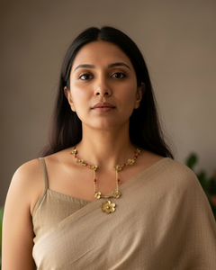Red Dot Statement Brass Hasli Necklace