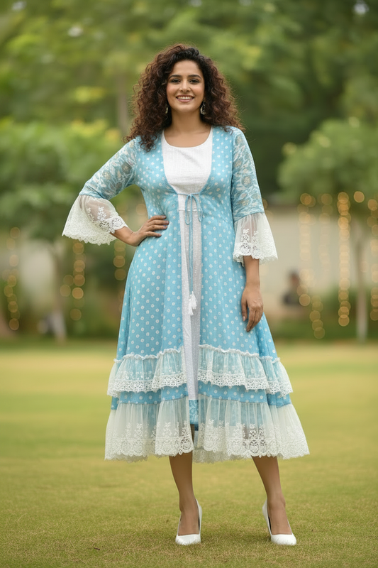 Jiya Jamdani Cotton Dress Coord Set
