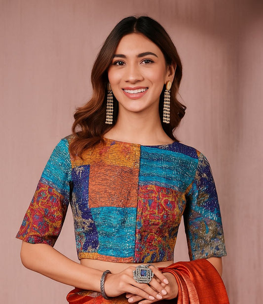 Kantha Patchwork Glass Sleeves Blouse