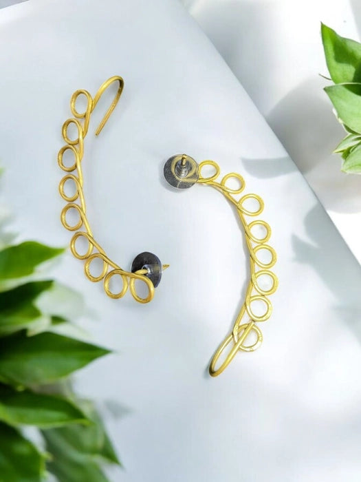 Loopy Ringlets Brass Earcuff Earrings