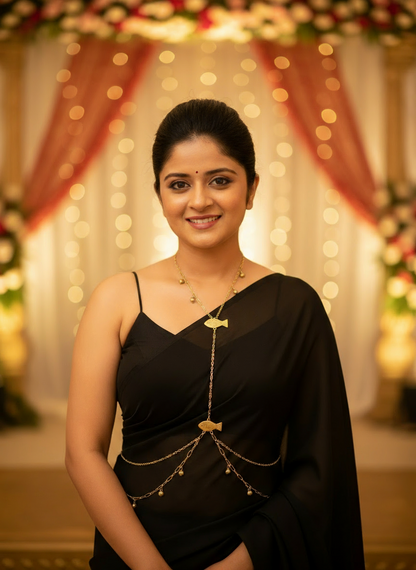 Meenakshi Brass Body Chain Jewelry Set (Necklace, Earrings)