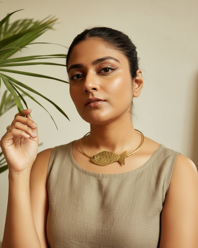 Meenakshi Brass Hasli Necklace