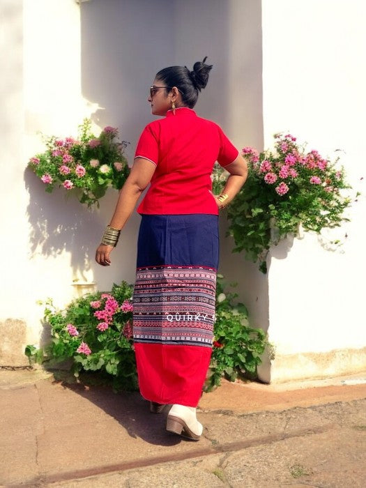 Naobi Manipuri Wrap Skirt - Navy Blue