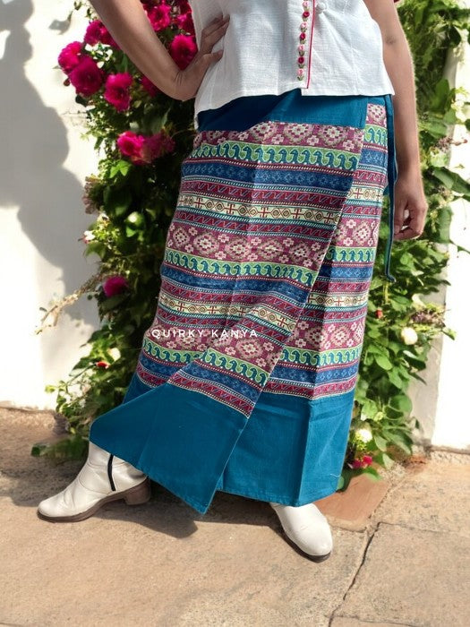 Naobi Manipuri Wrap Skirt - Cobalt Blue