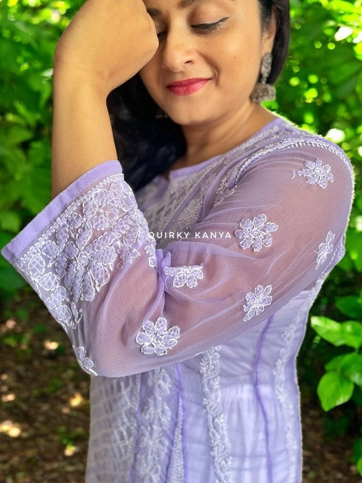 Nayana Chikankari Georgette Anarkali Kurta - Purple