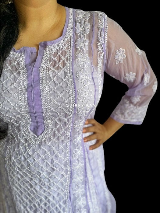 Nayana Chikankari Georgette Anarkali Kurta - Purple