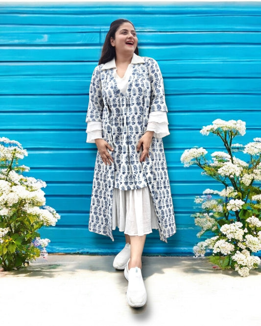 Aparajita Officewear Printed Cotton Jacket Dress
