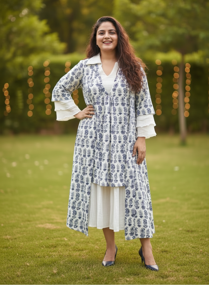 Aparajita Officewear Printed Cotton Jacket Dress