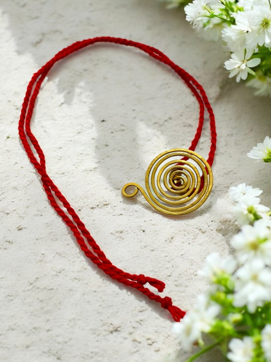 Round Spiral Brass Anklet - Red