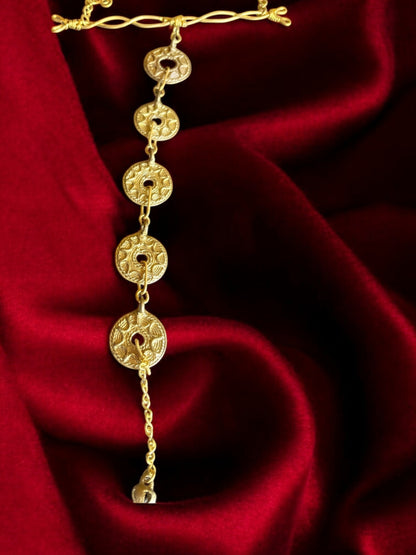 Vintage Coins Long Dokra and Brass Statement Chain Necklace