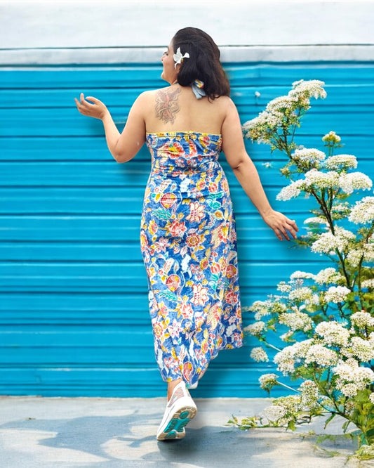 Shanaya Printed Cotton Halterneck Long Dress