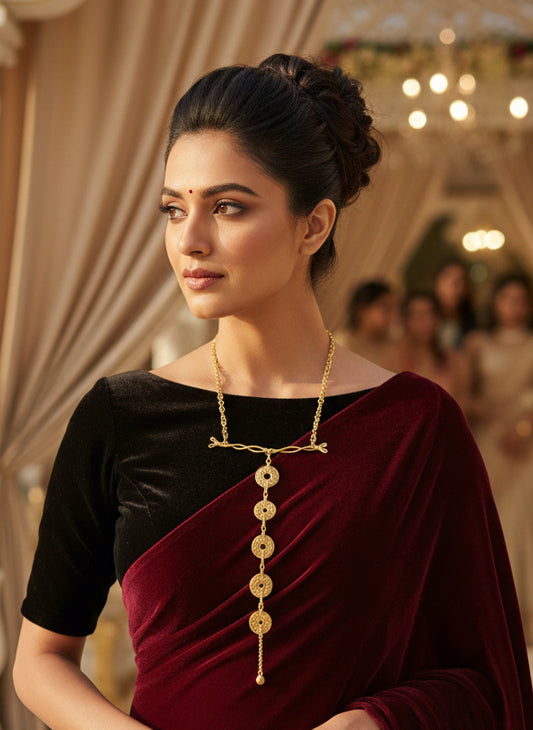 Vintage Coins Long Dokra and Brass Statement Necklace