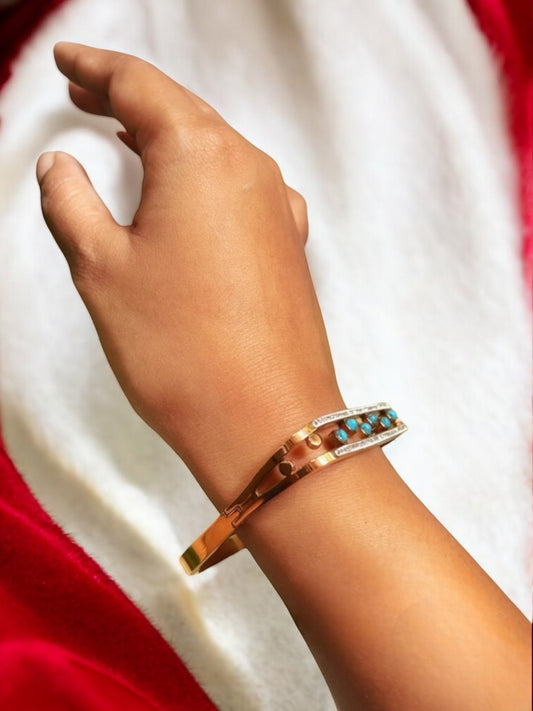 Anti-tarnish Gold Blue Square Bracelet