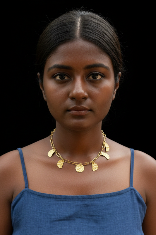 Rhythm of the Moon Brass Chain Necklace