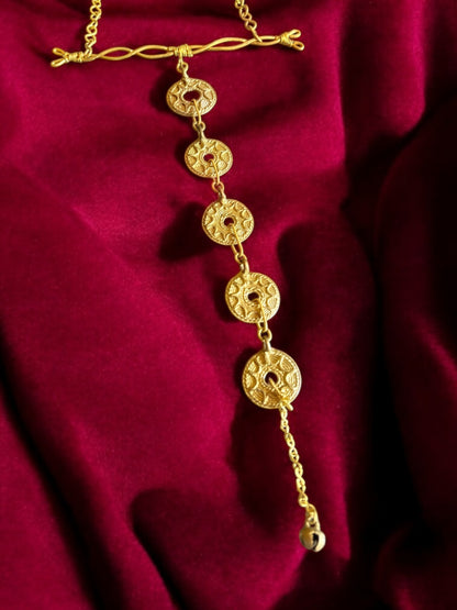 Vintage Coins Long Dokra and Brass Statement Chain Necklace