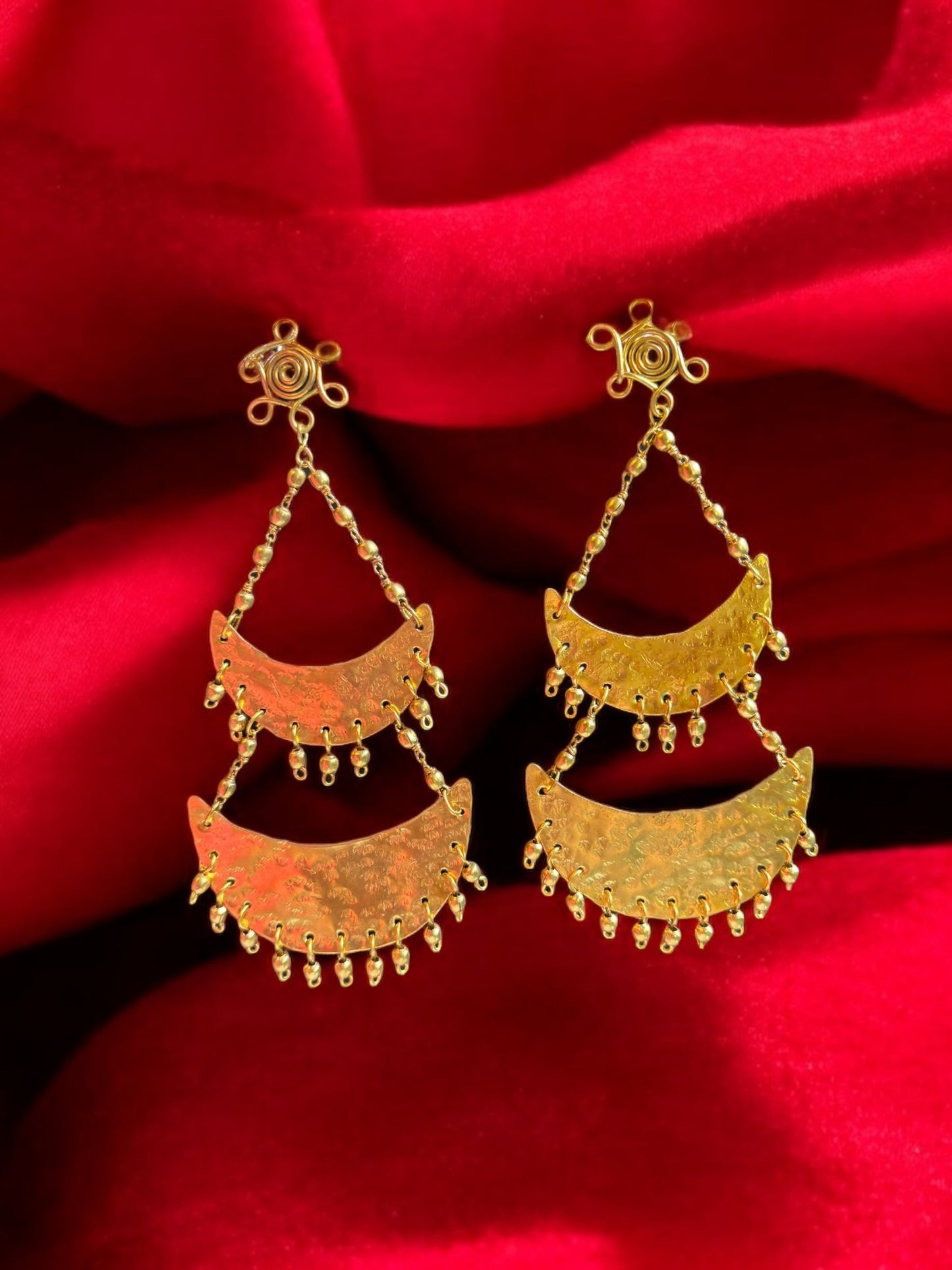 Dwitiya Chandni Moon Brass Statement Dangler Earrings