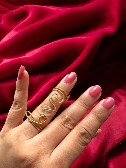 LOVE Brass Double Ring