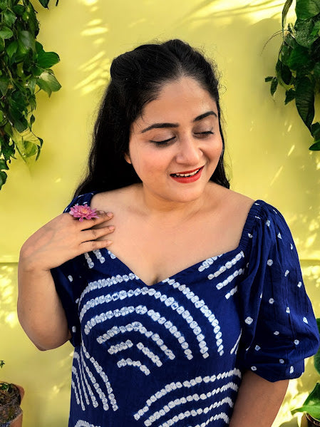 Neela Bandhni Cotton Antifit Drop-Waist Dress