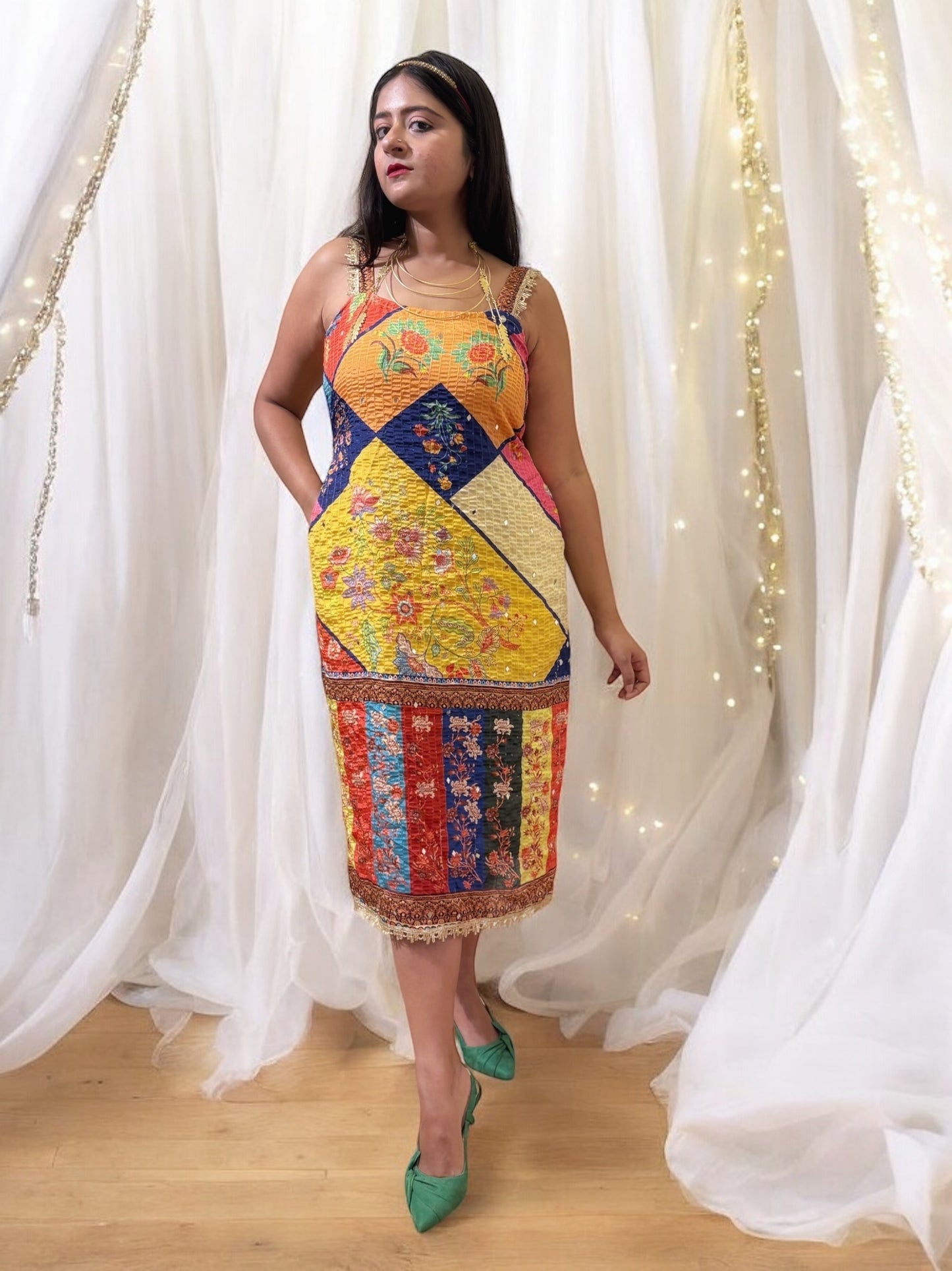 Suhana Multicolored Crepe Silk Sheath Dress