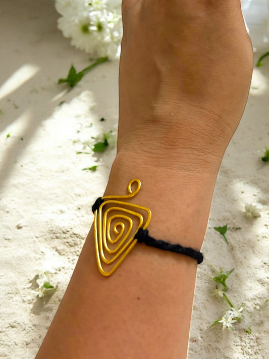 Triangle Spiral Forever Brass Rakhi - Black