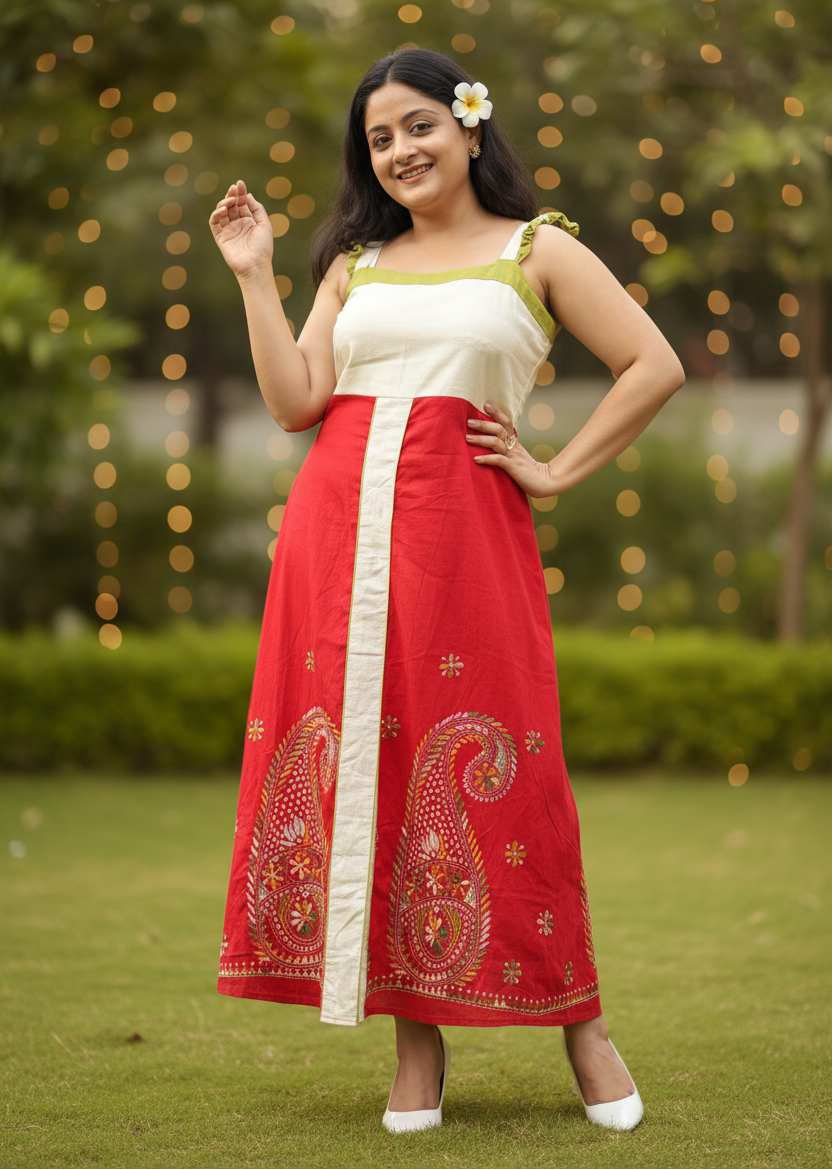 Madhura Kanthastitch Cotton Long Dress