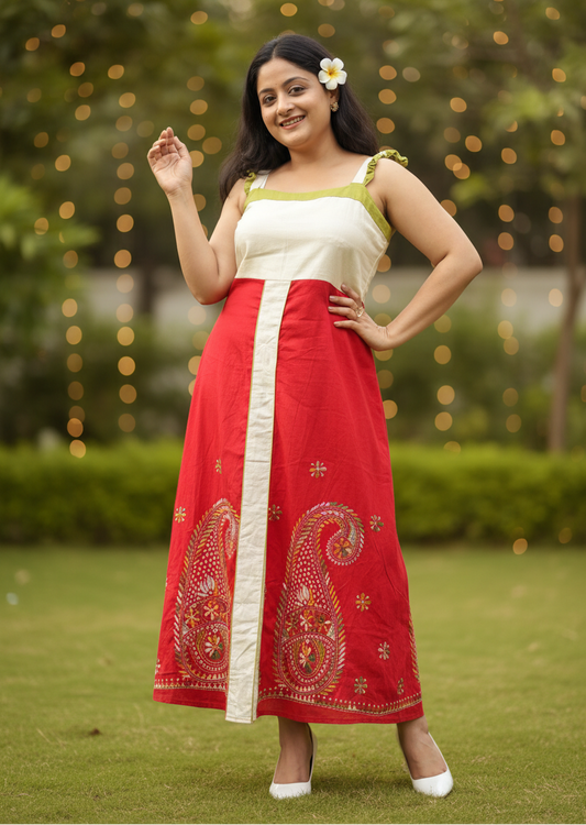 Madhura Kanthastitch Cotton Long Dress