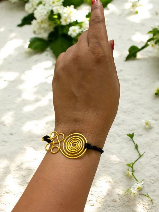 Curly Spiral Forever Brass Rakhi - Black