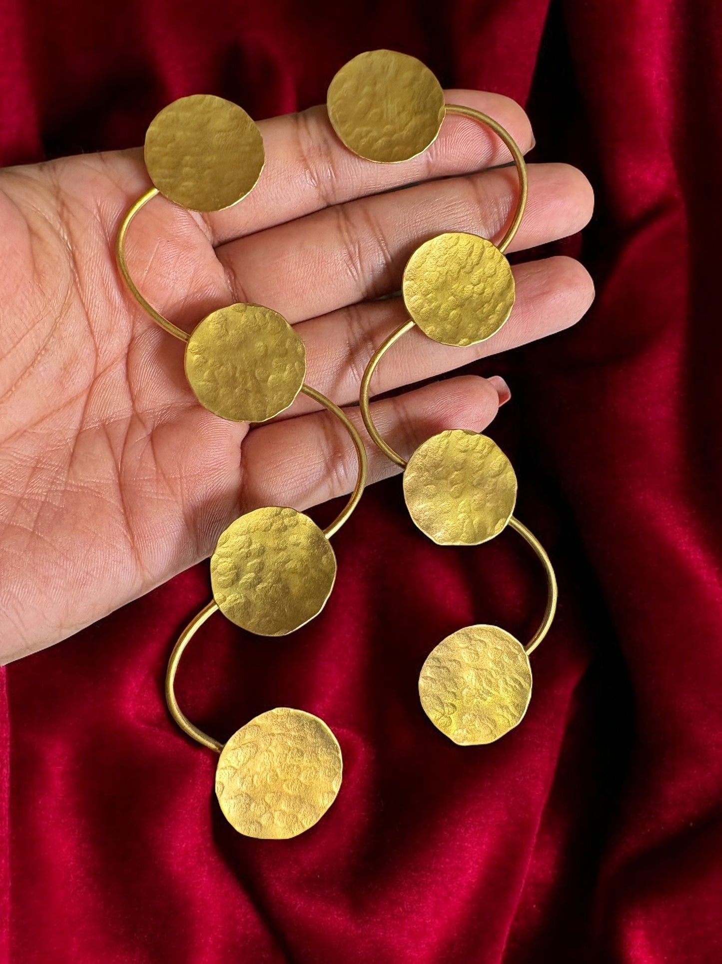 Devayana Coins Statement Brass Dangler Earrings