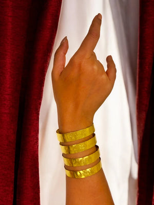 Striped Naga Wide Brass Bracelet