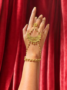 Prathama Chandni Moon Brass Hand Harness Bracelet