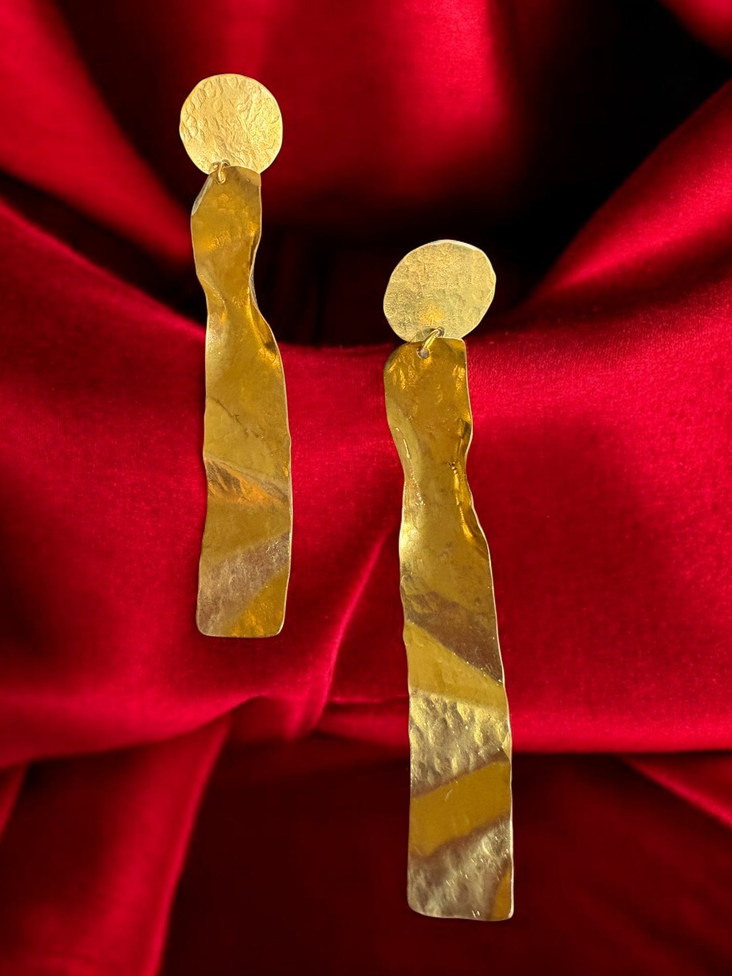 Wabi Sabi Long Statement Brass Dangler Earrings
