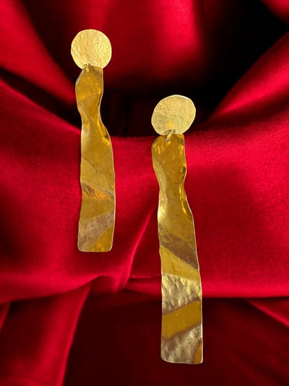 Wabi Sabi Long Statement Brass Dangler Earrings