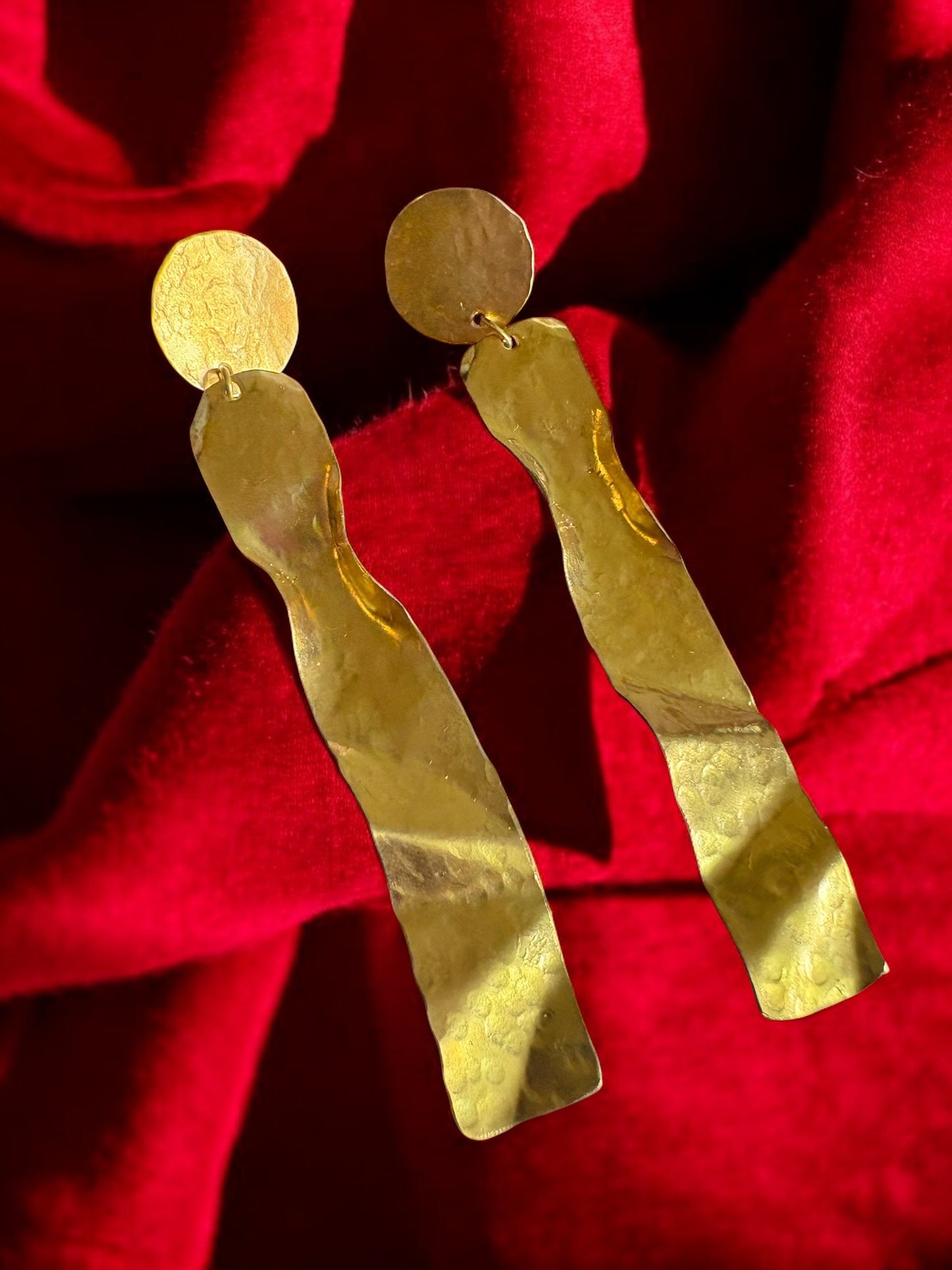 Wabi Sabi Long Statement Brass Dangler Earrings