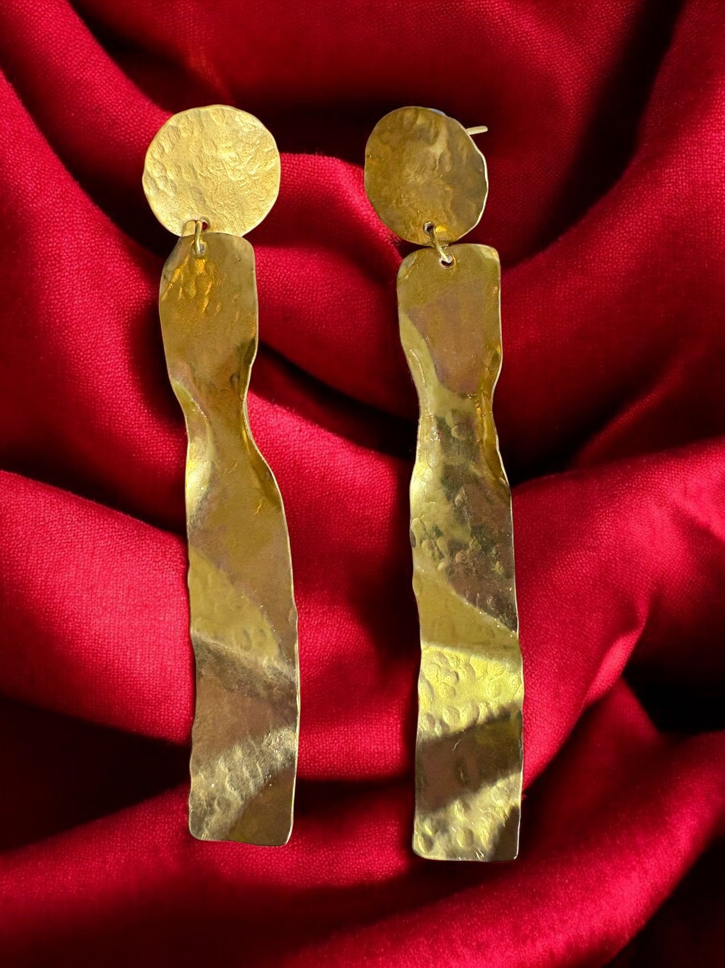 Wabi Sabi Long Statement Brass Dangler Earrings