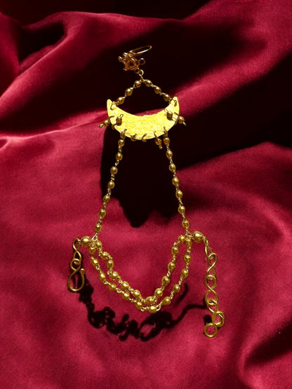Prathama Chandni Moon Brass Hand Harness Bracelet