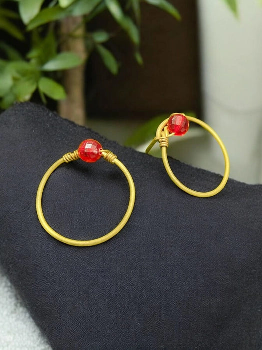 red-dot-circle-brass-stud-earrings