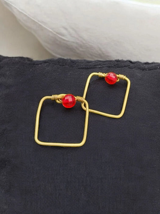 red-dot-square-brass-stud-earrings