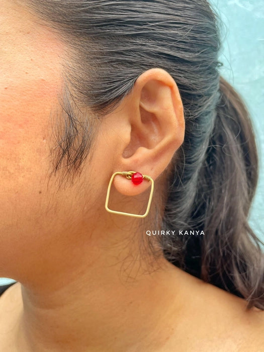 red-dot-square-brass-stud-earrings