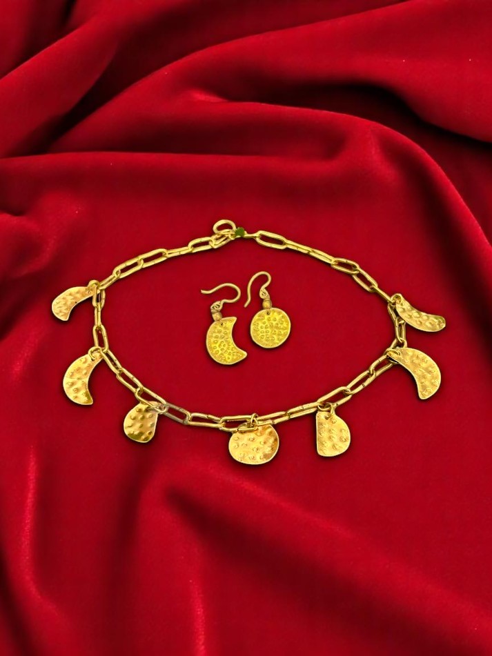 Rhythm of the Moon Brass Necklace Jewelry Set