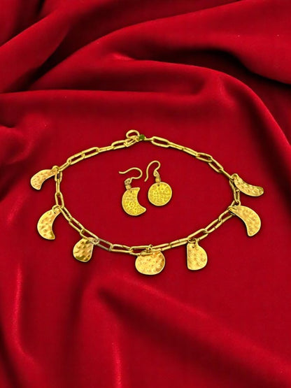 Rhythm of the Moon Brass Necklace Jewelry Set