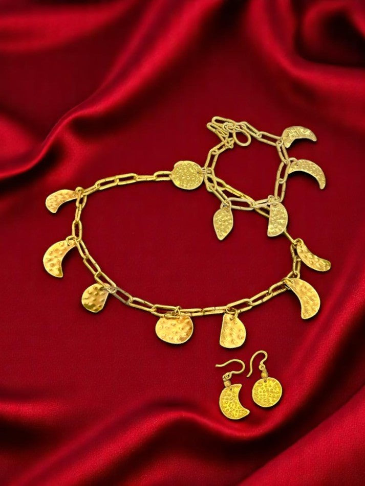 Rhythm of the Moon Brass Necklace Jewelry Set
