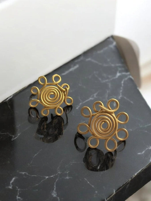 spiral-flower-brass-stud-earrings