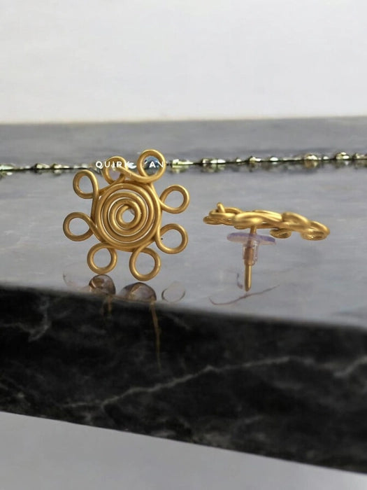 spiral-flower-brass-stud-earrings