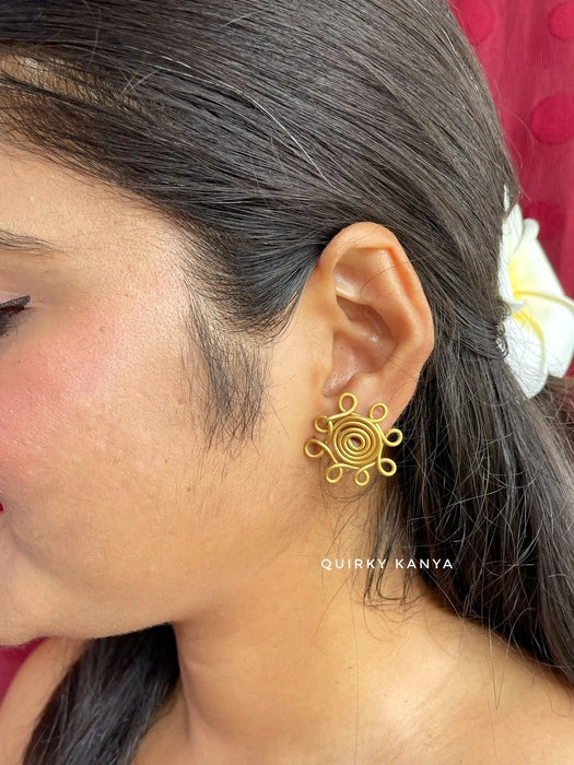 spiral-flower-brass-stud-earrings