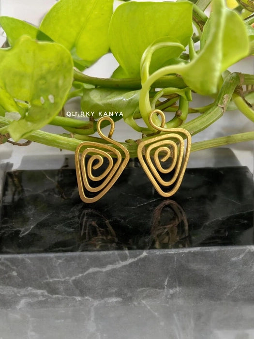 spiral-triangle-brass-stud-earrings