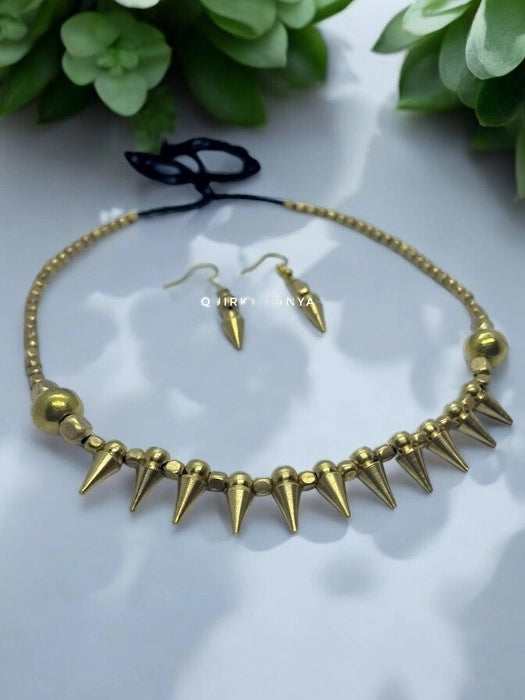 spiky-beaded-brass-necklace-and-earrings-set