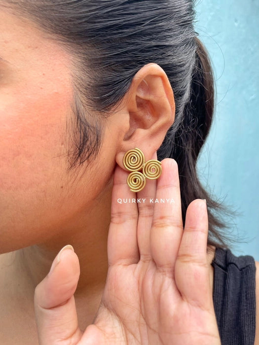 triple-spiral-brass-stud-earrings